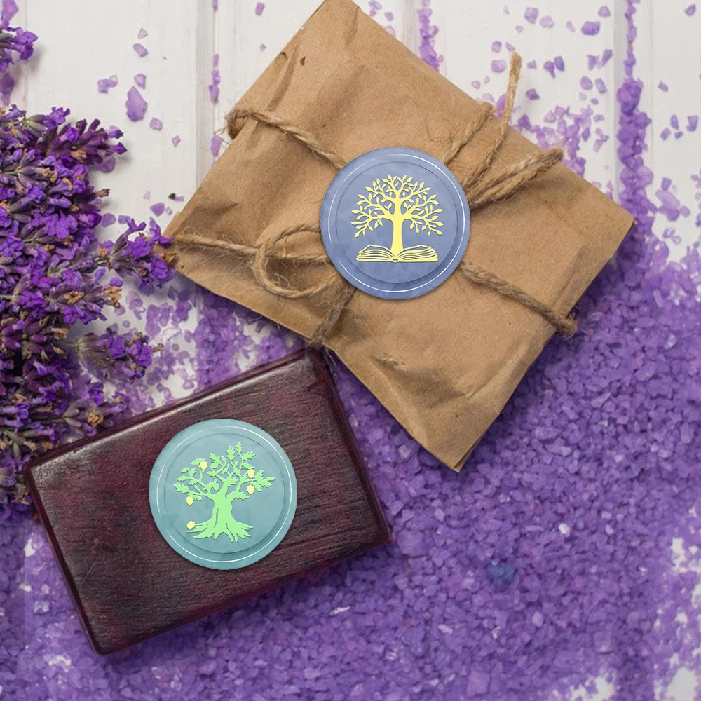 ختم شمع شجرة الحياة، طوابع ختم شمع نباتية رؤوس ختم نحاسية قابلة للتبديل لتزيين الهدايا وبطاقات المعايدة #5