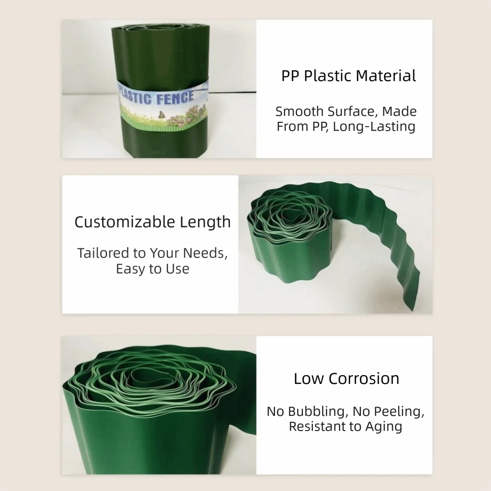 9 Meters Lawn Edge Border Fence 10/15/20cm PP Plastic Material Flexible Lawn Edging Flexible Design Decorative Style