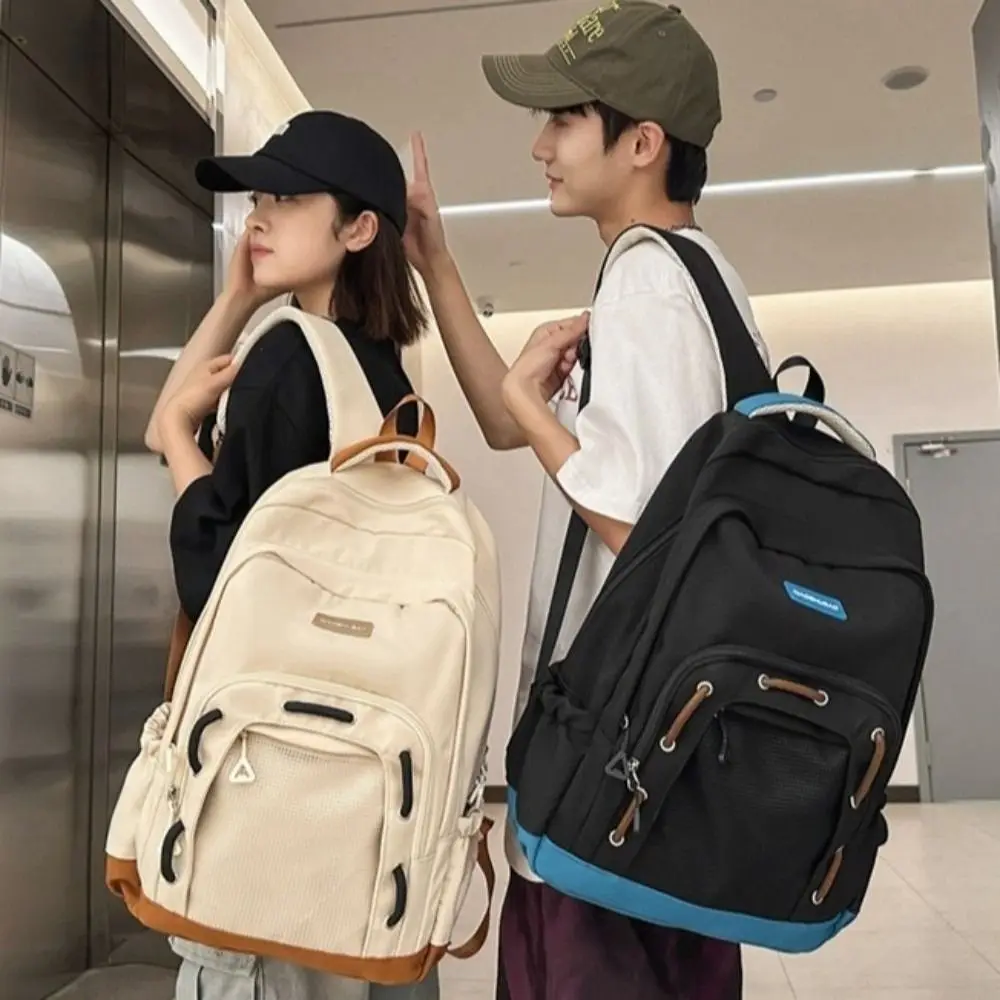 Schoolbag 대용량 캐주얼 배낭 여러 포켓 나일론 학생 배낭 조절 가능한 스트랩 컴퓨터 배낭 학교