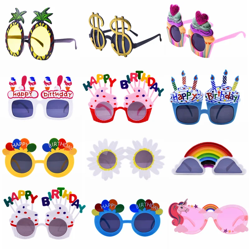 Birthday Party Glasses Funny Candle Sunflower Rainbow Sunglasses Happy Birthday Photo Booth Props Supplie Kids Favor Party Decor