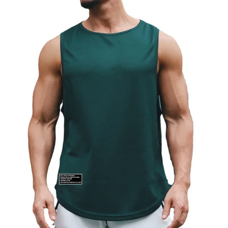 

Summer Mesh Running Vest Quick Dry Gym Clothing Gym Tank Top Mens Fitness Sleeveless T Shirt Bodybuilding Stringer Tanktop