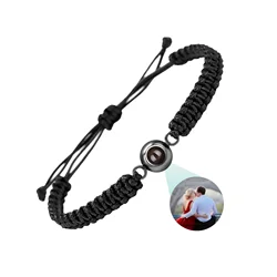 Pulseira Projeção Color Woven para Homens e Mulheres, Pulseira Projeção Foto Personalizada, Adequado para Aniversário e Presentes de Natal