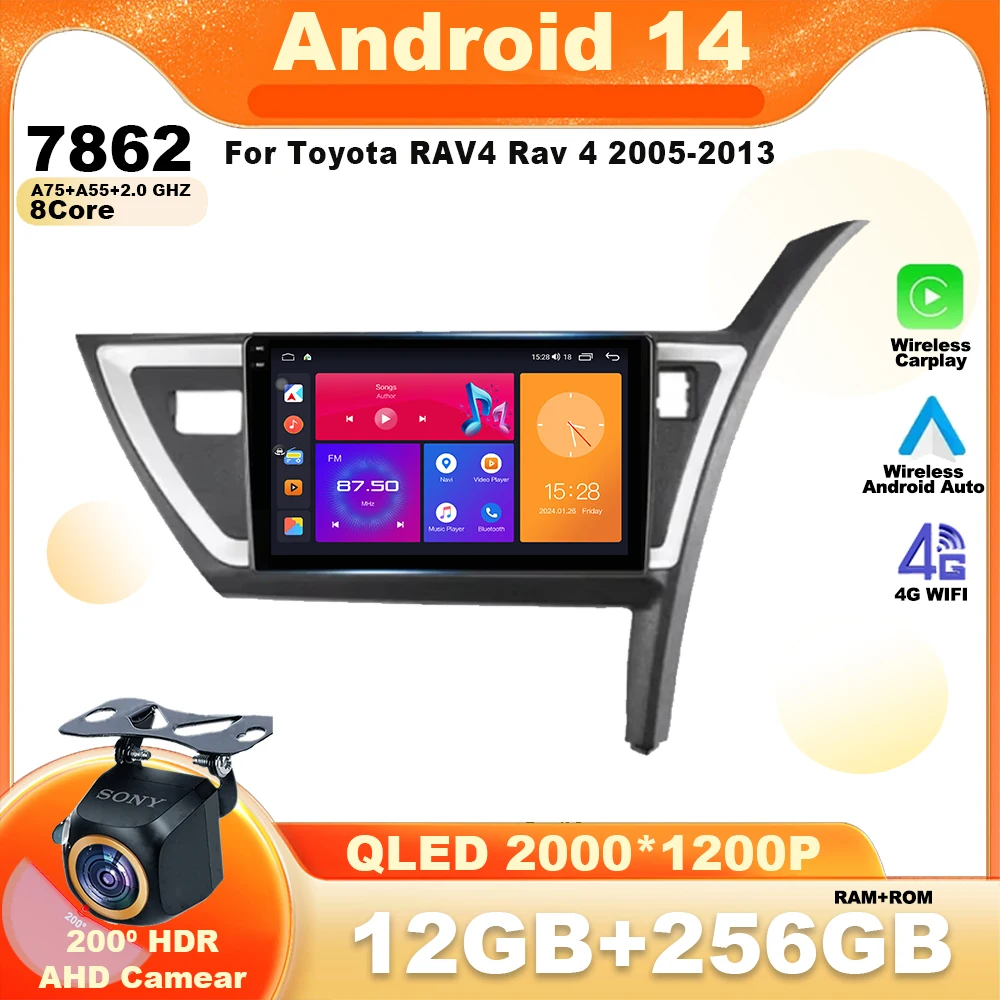 

For Toyota Auris Mk2 2013+ Android 14 Car Radio Multimedia Video Player Navigation GPS 4G Stereo Wireless Carplay WIFI IPS QLED