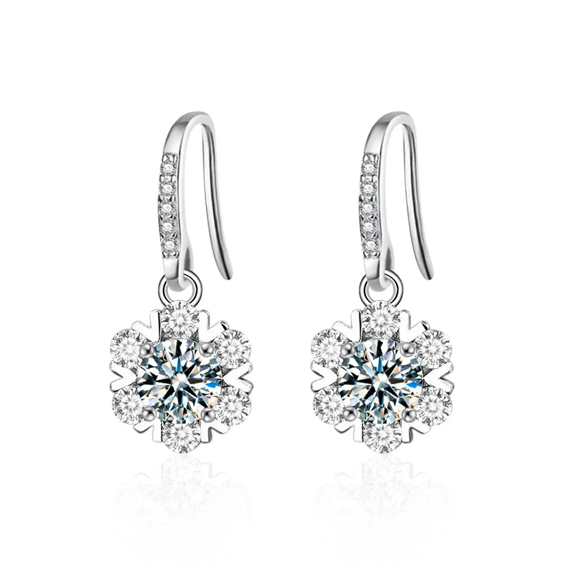 

S925 sterling silver women's earrings gold-plated with moissanite heart-shaped fashion jewelry party accessories