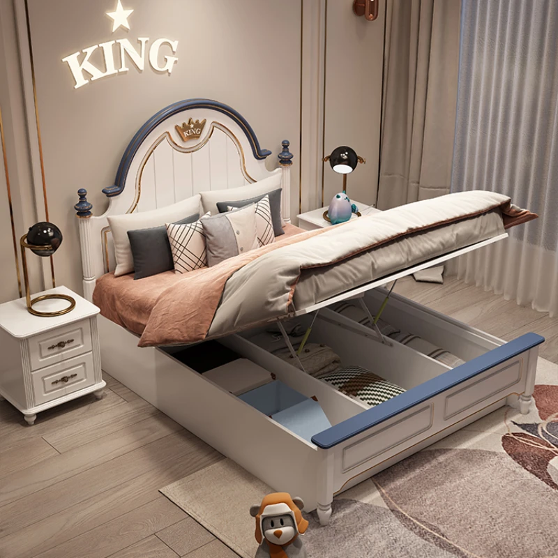

European Modern Childrens Bed Elegant Pretty Comferter Loft Bed Headboards Villa Storage Letto Matrimoniale Hotel Furniture