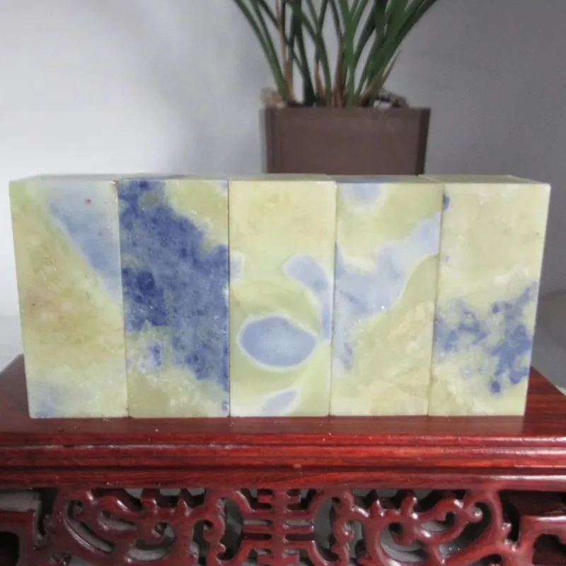 

25mm Qingtian Fengmen Blue Stone Seal, Blank Stamp for Beginners Practice, Chinese Calligraphy, Art Collection Cultural Gift