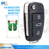 KEYECU 4F0837220R 4F0837220M 4F0837220T Remote Car Key Fob Control FSK 8E for Audi A6 S6 Q7 2004-2015 FCCID: IYZ 3314