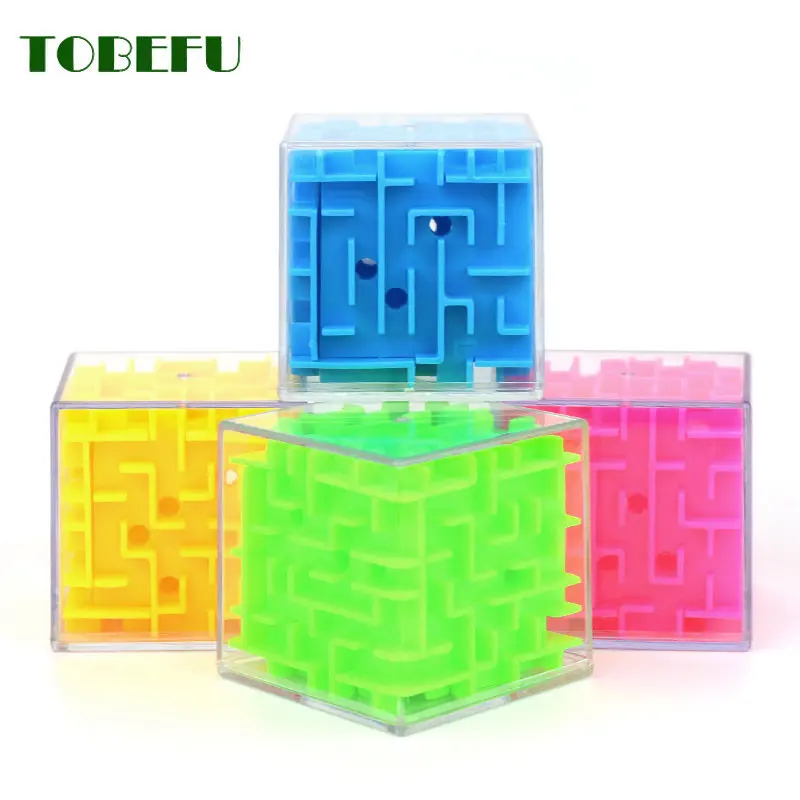 TOBEFU 3D Maze Magic Cube Transparent Six-sided Puzzle Speed Cube Rolling Ball Game Cubos Maze Toys for Children Educational