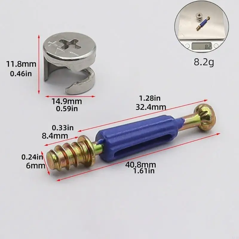 581E 100Pcs Eccentric Wheel Cabinet Lock Nut With Screws for Secure Furniture Assembly Portable for Cabinets and Dressers