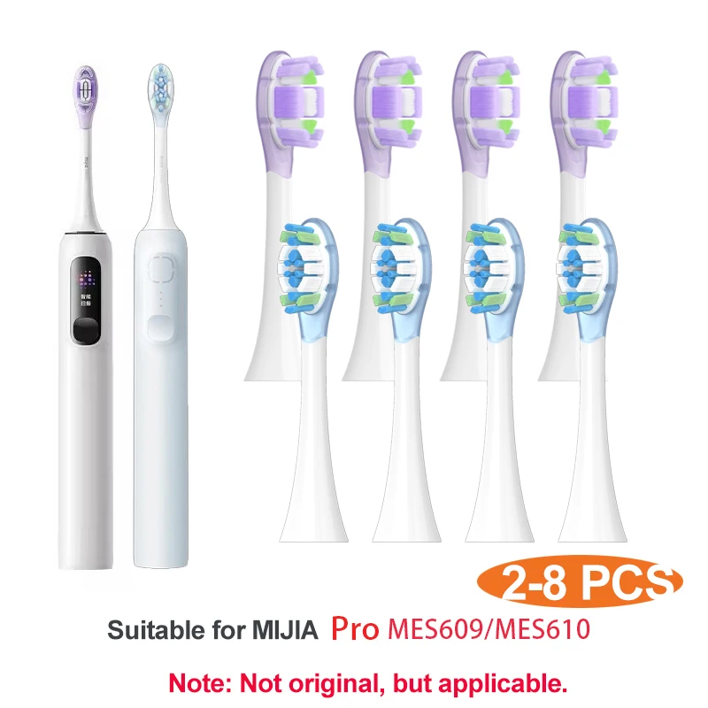 2-8PCS Replacement Brush Heads for XIAOMI MIJIA MES609/610 Pro Sonic Electric Toothbrush Sealed Package