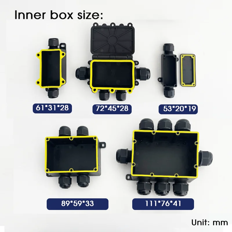 IP68 Waterproof 0-8 Way Electrical Empty Junction Box  Multi Cable Gland Outdoor Cable Connection Enclosure for Garden LightS