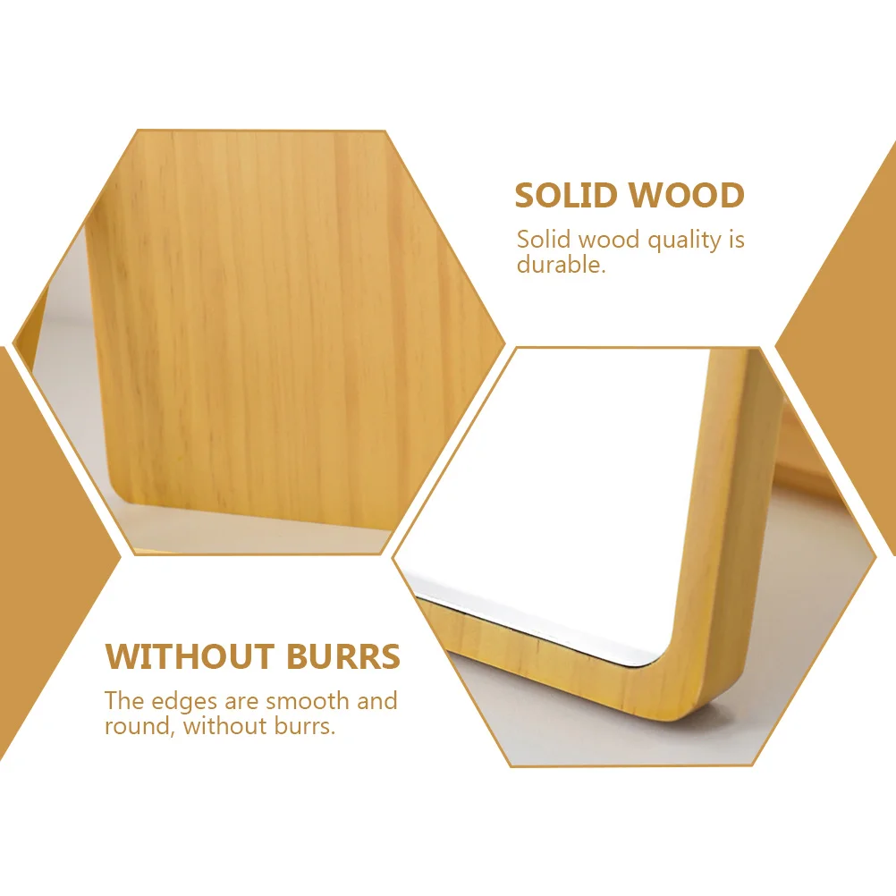 Compact Wood Finish Makeup Mirror Premium Build Quality Edges Suitable for Bedroom Living Room Study Vanity Table