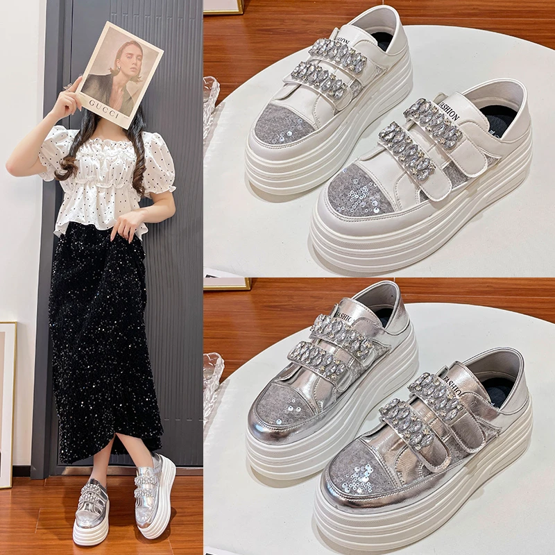 Cake Thick Bottom White Shoes for Women 2024 Summer New Style Breathable Mesh Versatile Casual Flat Shoes Sports Women's Shoes