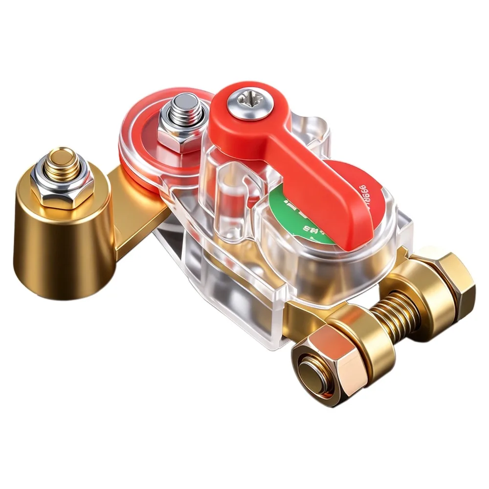 Brass Car Battery Disconnect Switch Rotatable Copper Contacts Battery Isolator Switch Battery Cut Off Button
