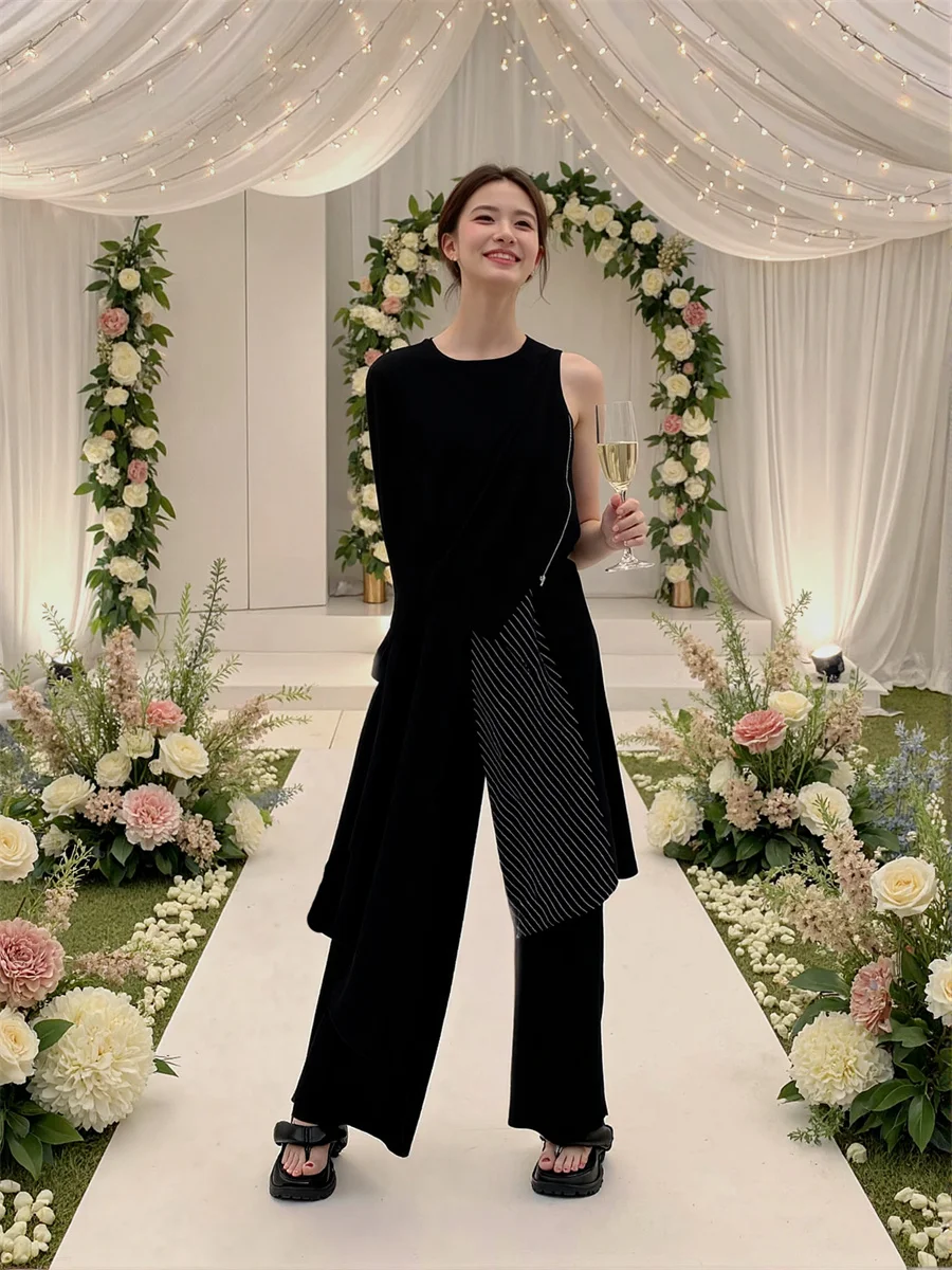 Szerokie spodnie damskie wysokiej jakości, eleganckie spodnie biznesowe do pracy, z wysokim stanem, dopasowane, idealne do biura i na dojazdy.