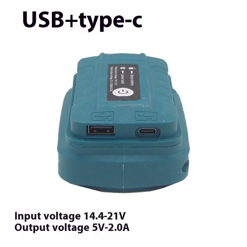 Цельный портативный адаптер для BL1830 BL1430 BL1850 14,4 В/18 В литий-ионный аккумулятор USB + преобразователь Type-c со светодиодной подсветкой