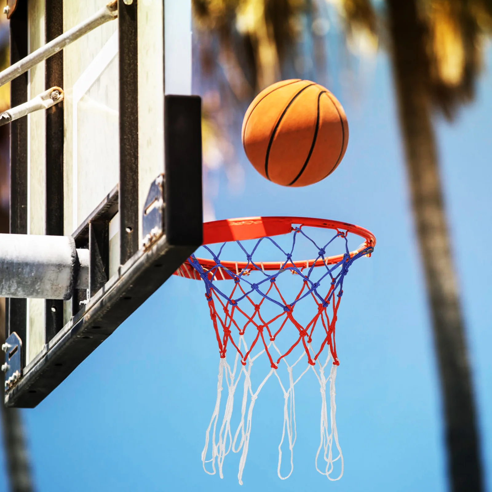 2-teiliges Basketball-Netz-Set aus gewebtem Nylon für den Außenbereich, drinnen, langlebige Reifen, Ersatzzubehör, Übungstrainingszubehör, Schussring