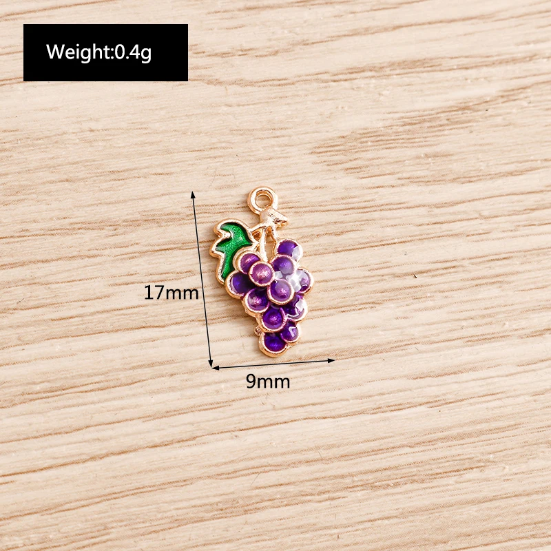 10pcs 9x17mm Cute Enamel Fruit Grape Charms Pendants for Jewelry Making Earrings Necklace Bracelet DIY Handmade Crafts Supplies