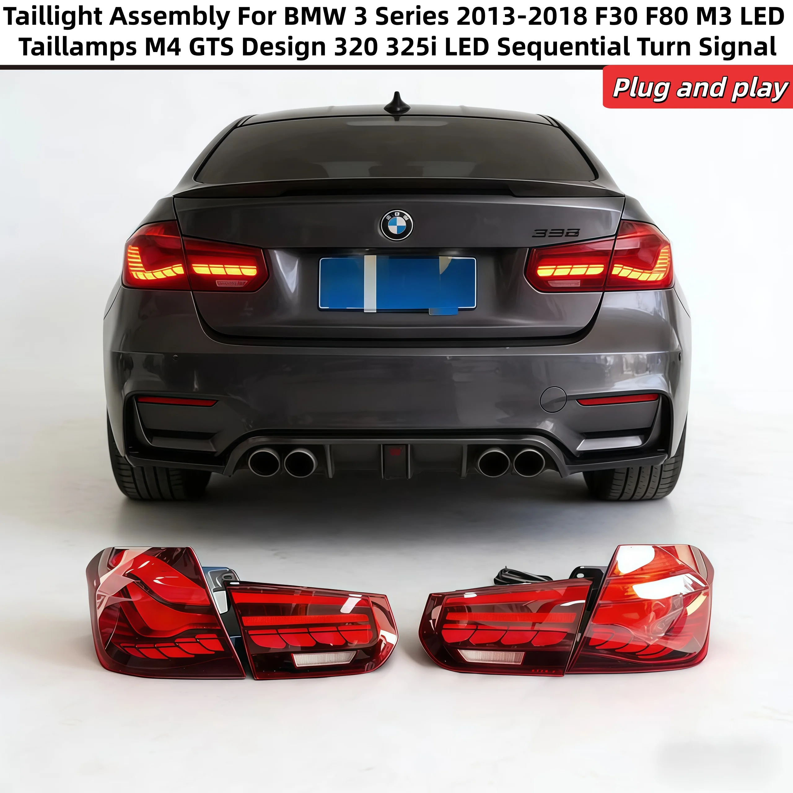 

Taillight Assembly For BMW 3 Series 2013-2018 F30 F80 M3 LED Taillamps M4 GTS Design 320 325i LED Sequential Turn Signal