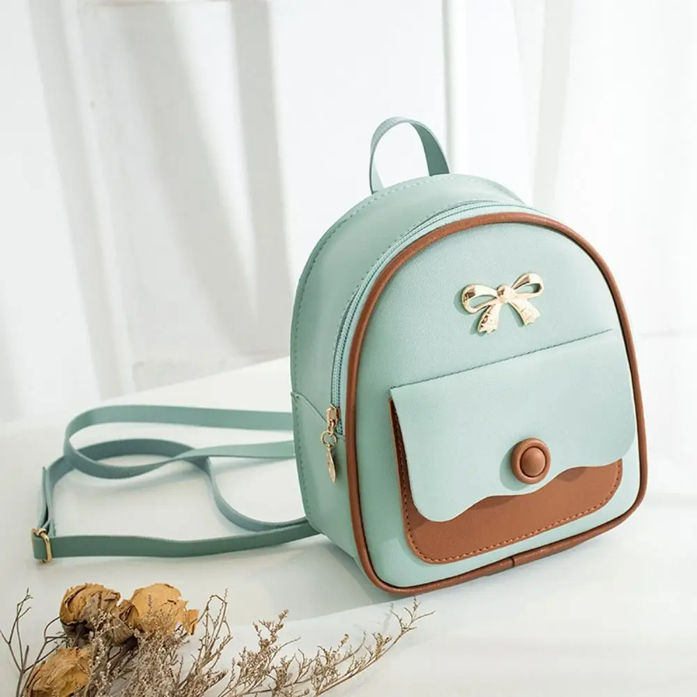 

Cute PU Leather Women Bow Backpack Graceful Large Capacity Shoulder Bag Korean Style Handbag Small School Bag Daily