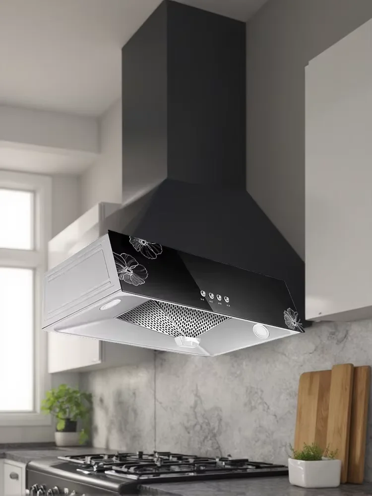 

220V Kitchen Range Hood Chinese Style Strong Suction Wall Mounted Smoke Exhaust Fan for Home Cooking LYH