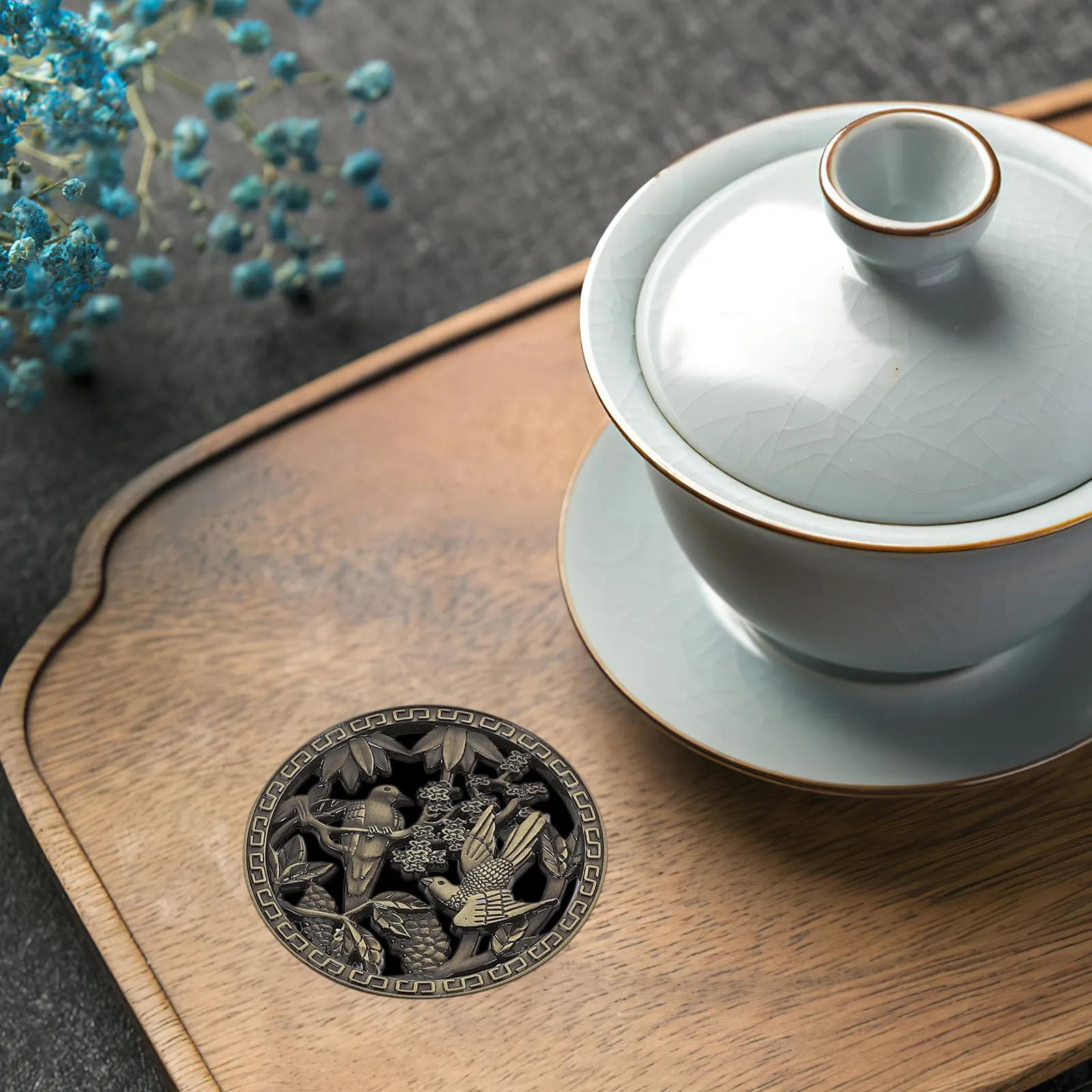 Tea Tray Mesh Lids 3 Pack Aluminum Alloy Drain Filters Vintage Style Tea Leaf Catcher Kitchen Accessories