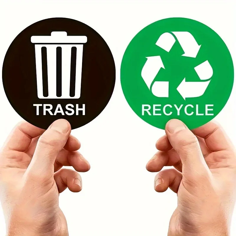 2/4Pcs Recycle Bin Vinyl Stickers, Removable Trash Can Decals, Automatic Garbage Container Decor for Kitchen & Living‑Room