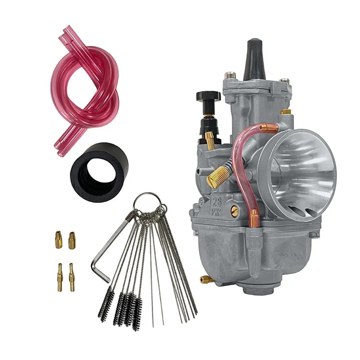 B09A 28mm Carburetor for Keihin PWK28 2-Stroke 75cc to 125cc Racing Flat Side OKO KOSO 28mm ATV Carb