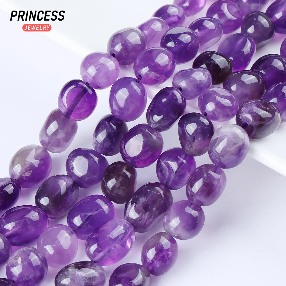 A+ Natural Amethyst 8-9*9-12mm Quartz Pebbles Irregular Loose Beads for Jewelry Making  DIY Necklace Bracelet Accessories