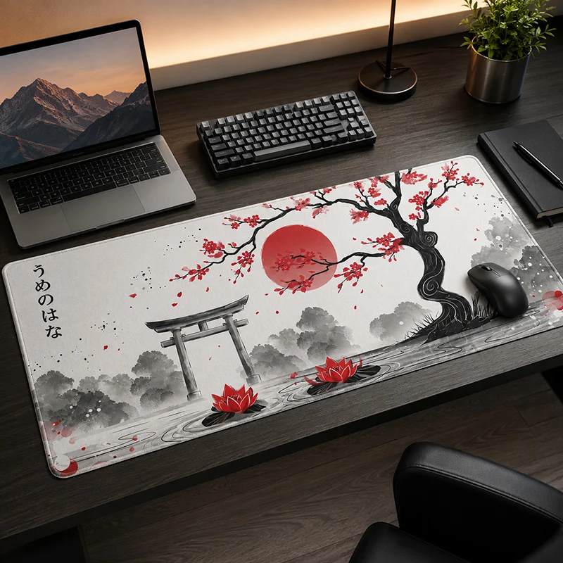Mouse Pad Gaming Japanese-style Ink Wash Painting printon demand Large Computer HD Mousepad XXL Soft Natural Rubber Laptop