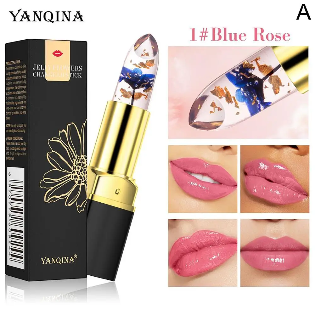 Temperatur Farbwechsel Lip Balm Blume Gelee Lip Kosmetik Feuchtigkeitsspendende Anhaltende Schönheit Glanz Transparent Lippenstift Frauen P2V1