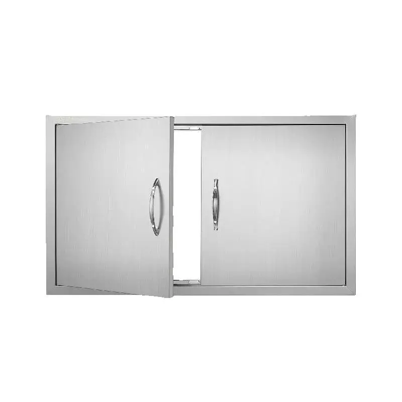 SucceBuy Porta di accesso per barbecue Doppia cucina esterna Porta da incasso in acciaio inossidabile per stazione di grill sull'isola del barbecue Armadietto esterno