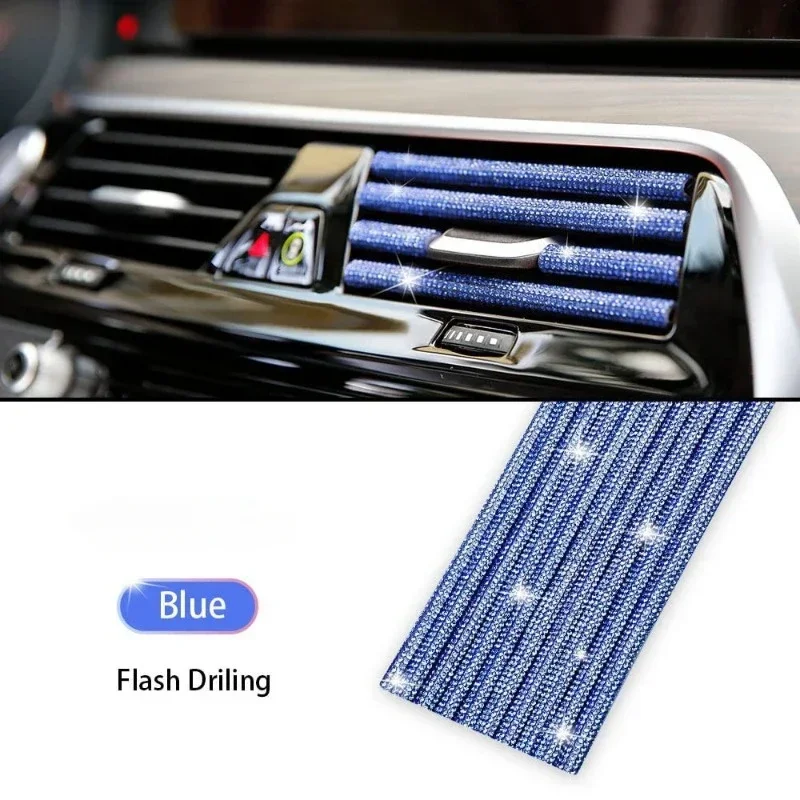 1pcs Diamond Car Air Conditioner Outlet Decorative Strips U Shape Clip Rhinestones Grille Sticker Car Accessories