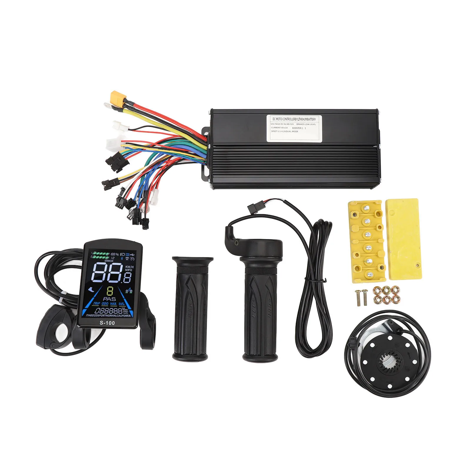 

Electric Bike Conversion Kit 40A 3 Mode Sine Wave Motor Controller S-100 Color Screen Panel 20X Throttle Handle