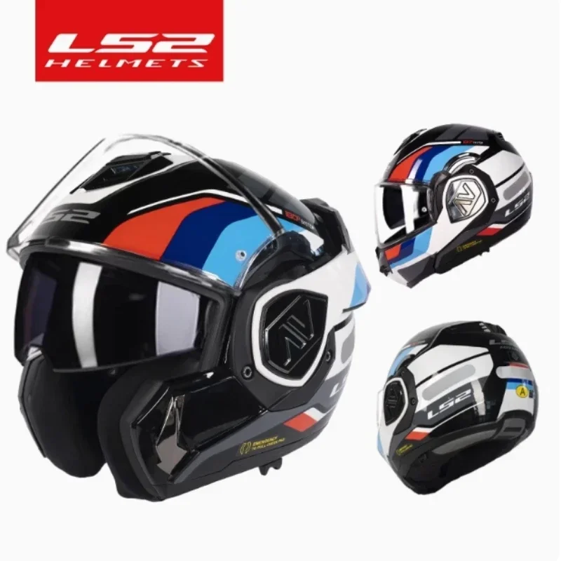 Capacete LS2 FF906 รถจักรยานยนต์หมวกกันน็อคแบบเต็มหน้าพลิกหมวกกันน็อคเลนส์คู่ Casco Moto ECE Sun Visor