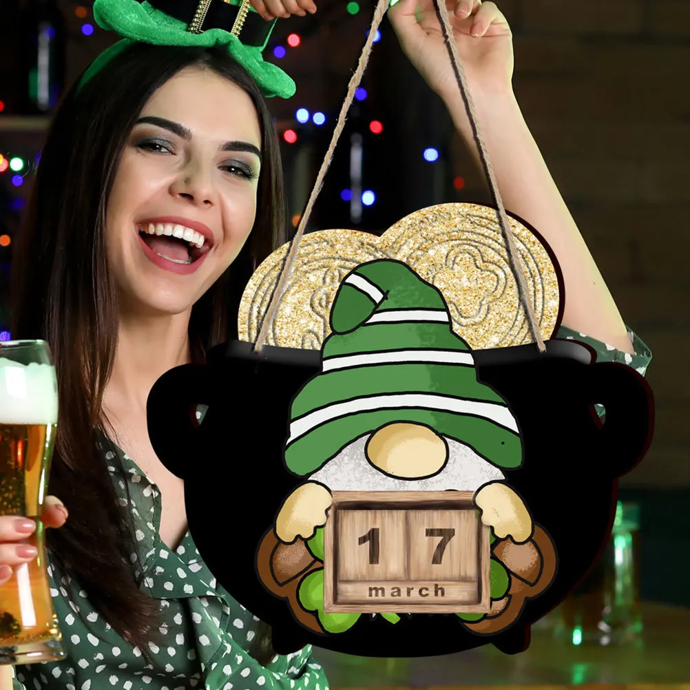 

St Patrick's Day Wood Sign Bright Colorful Hanging Door Sign Front Porch Party Decoration Coins Plaque St. Patrick Ornament