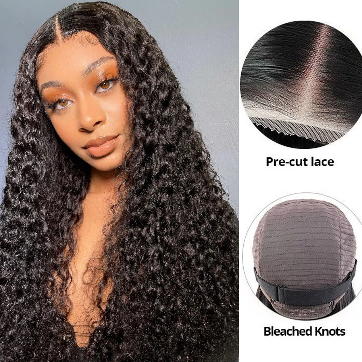 Glueless Wigs Human Hair Pre Cut 5X5 HD Lace Closure Wigs Deep Wave 4x4 Lace Closure Wigs Pre Plucked Brazilian Curly Lace Wigs