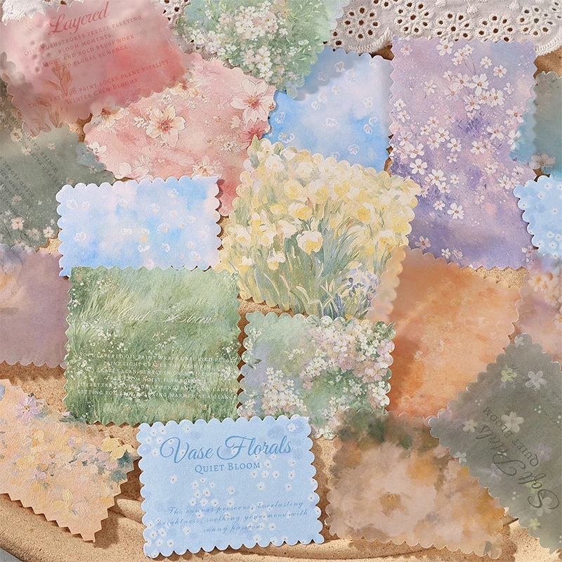 Multi-Material Floral Scrapbook Paper - Garden in Dream, Base Decor Stickers for Journals, DIY Craft Kit for Greeting Cards