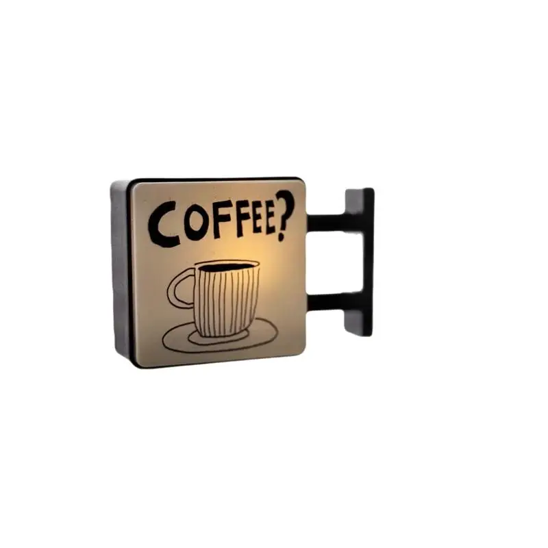 Coffee Themed Luminous Light Box Magnet Mini Fridge Ornament Travel Tourism Souvenir Home Decor Accessory