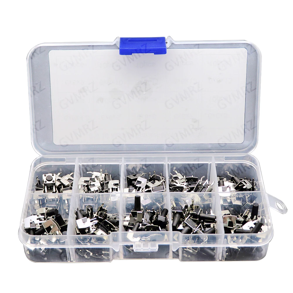 100/180/200PCS 6x6mm Micro Push Tact Switch Kit 6x6 Mini Tactile Toggle Touch Button PCB Momentary 4pin Pushbutton 6x6x4.3/5/6