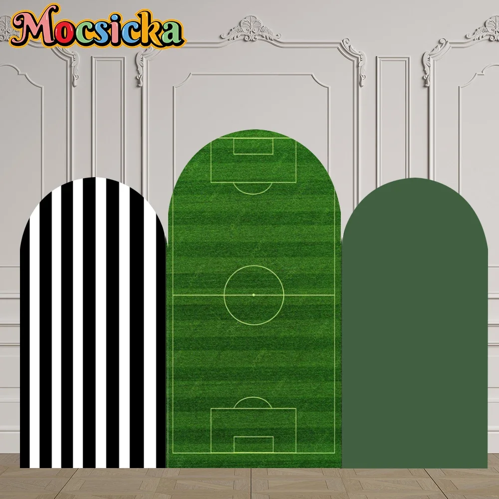 

Mocsicka Arch Backdrop Covers Football Field Birthday Party Black Stripes Arch Stand Cover for Boys Baby Shower Soccer Goal