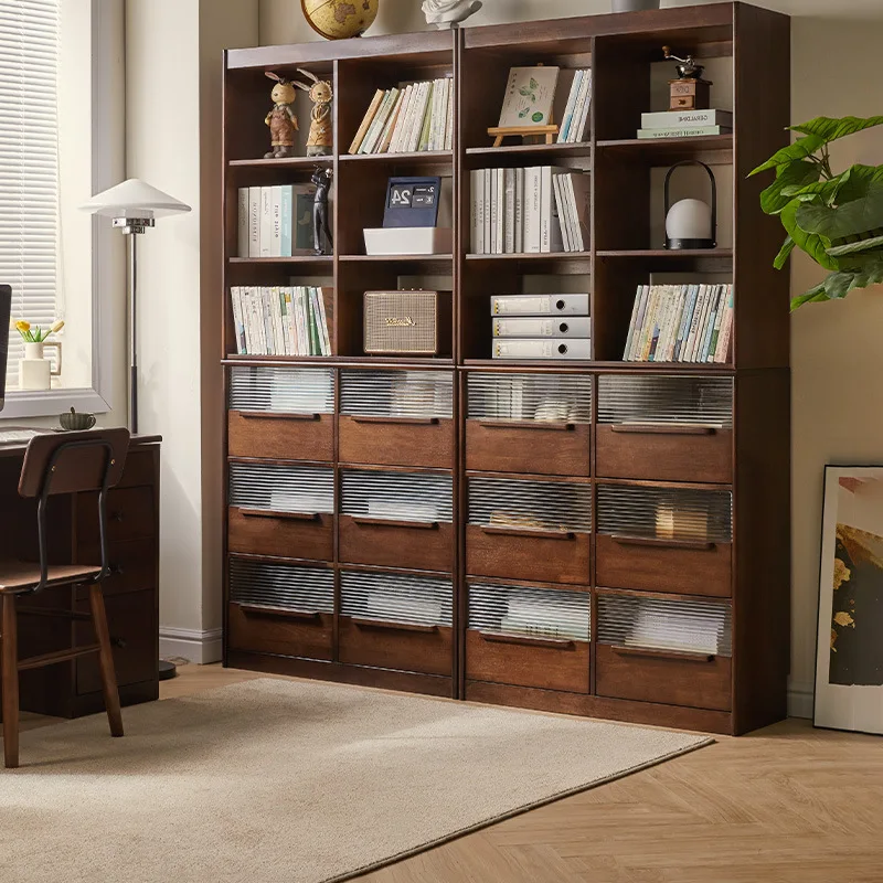 Solid Wood Combination Bookshelf Bookcase Floor Shelf Living Room Locker Study Short Cabinet Bookcase