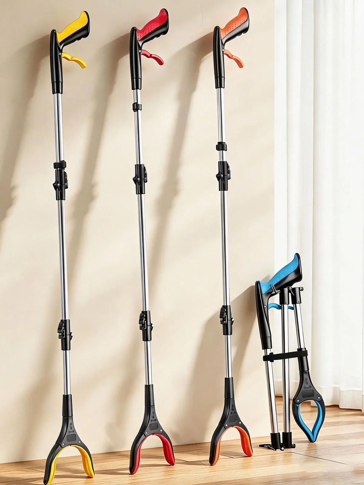 Foldable Litter Picker Grabber Tool Lightweight Wide Claw Trash Reacher Collapsible Garbage Pickup Stick for Garden Bathroom
