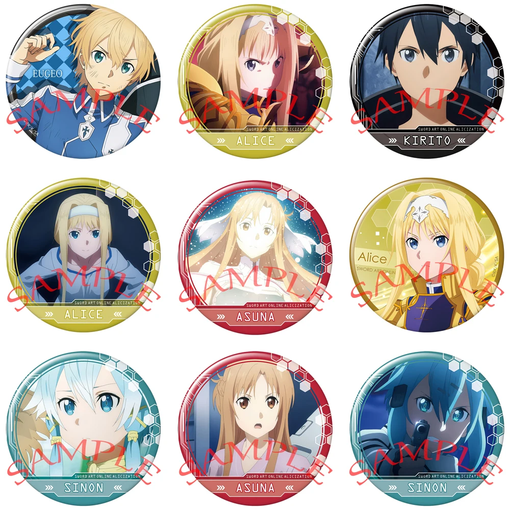 Anime Sword Art Online Cosplay Yui Ayano Keiko Yuuki Asuna Kirigaya Kazuto insignia de dibujos animados broche Pins accesorios regalos de navidad
