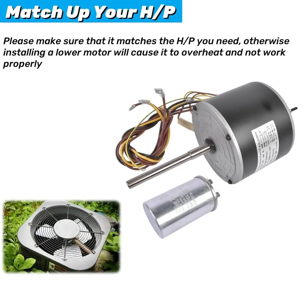 W51-14CJA1-02 Condenser an Motor - 1/4 HP, 208-230V, 1075 RPM, Reversible Rotation, Replacement or HVAC Units, Commercial Rerige