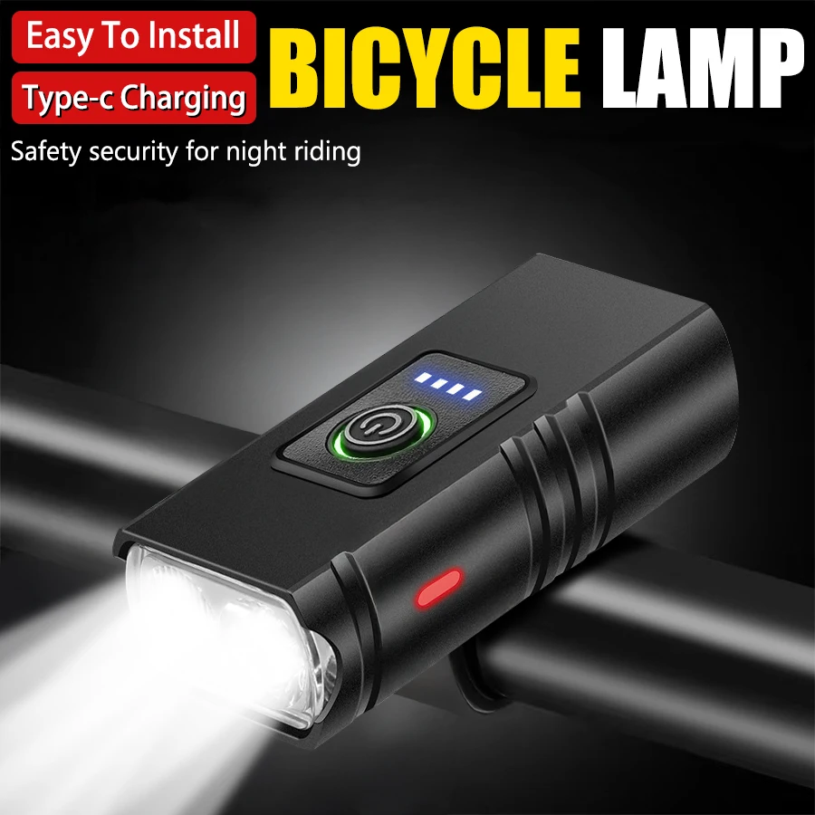 1000LM Bike Light 2 LED USB Rechargeable Bicycle Lights 6 Modes MTB Flashlight Bicycle Headlight for Cycling Bicycle Front Lamp