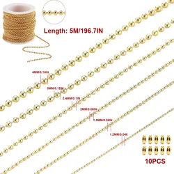 1.2-4mm 5m Metal Ball Bead Chains Rose Golden Color Iron Chains For Diy Bracelet Necklace Jewelry Accessories Hangs tag chains