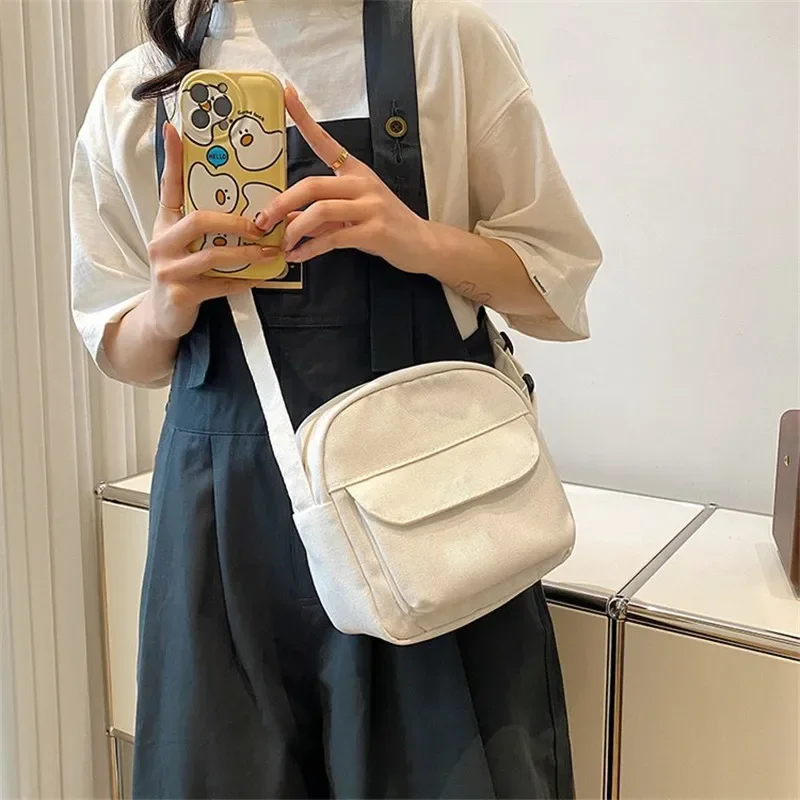 Fashion Small Canvas Crossbody Bags for Women 2023 Mini Shoulder Phone Purse Girl Student Cotton Cloth Mini Female Handbags Flap