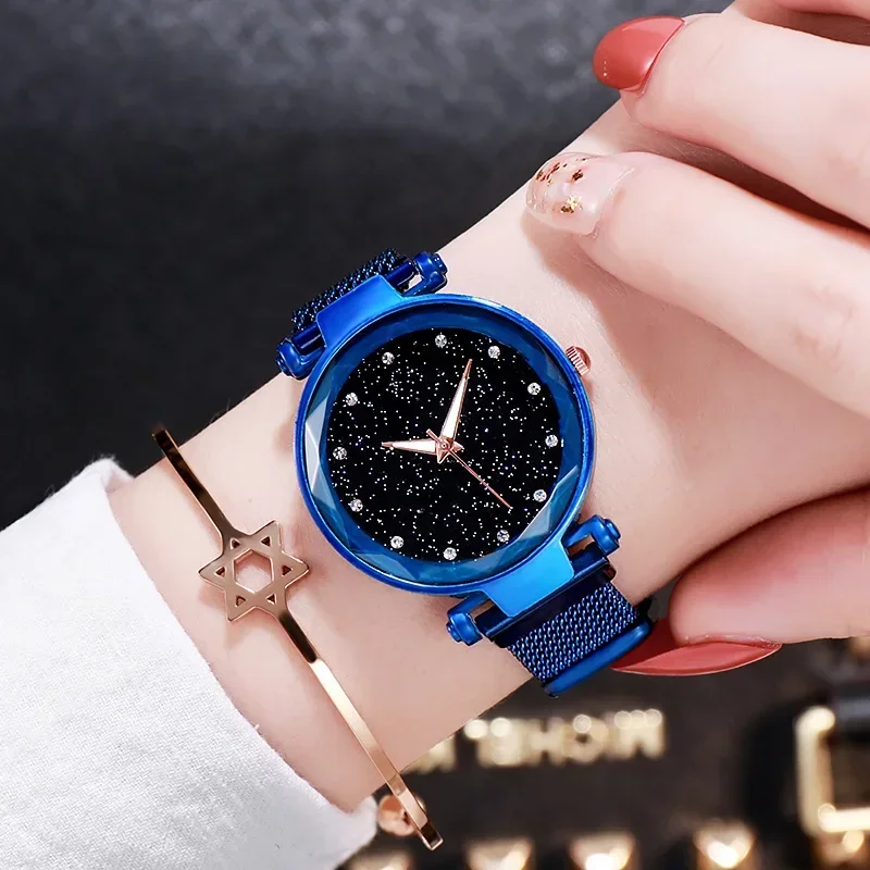 Women Fashion Starry Sky Watches Magnet Buckle Mesh Belt Diamond Quartz Watch Women Dress Clock Wristwatches Reloj Para Mujer