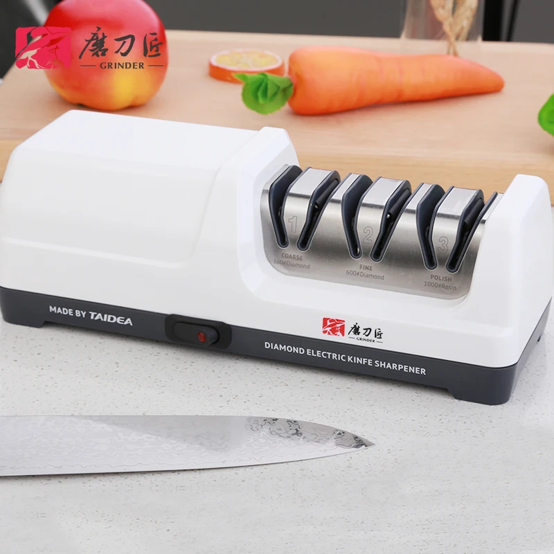 

НОВАЯ электрическая точилка для ножей с алмазными колесами, 3-ступенчатая заточка (грубая/тонкая/полированная), быстрая и безопасная для шеф-повара на кухне